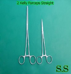 2 Pieces Kelly Hemostat Forceps Straight 8″& 10″ Surgical Instruments
