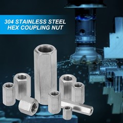 6Set M5 x 0.8 Pitch 30mm Length Stainless Steel Coarse Hex Coupling Nut