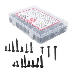 550Pcs 304 Stainless Steel Black Wood Screws, Phillips Pan Head Assortment Kit