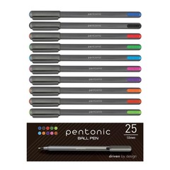 Pentonic Ballpoint Pens, 25 Count, 10 Assorted Ink Colors, 1.0 mm Medium Poin…