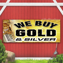 WE BUY GOLD & SILVER Indoor Outdoor Banner Sign with grommets