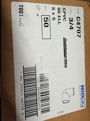 NIBCO C4707 3/4” CPVC 90° Elbow FlowGuard Gold Slip x Slip Qty 50 Pack