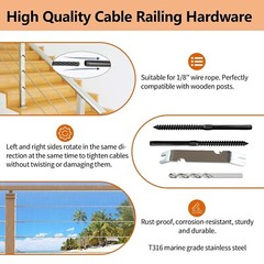 50 Kuahome 3/16″ Black Swage Lag Screws Left & Right Cable Railing Hardware Kit