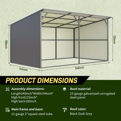 12’x20′ Metal Livestock Shelter Corrosion Resistant for Cattle Horse Sheep