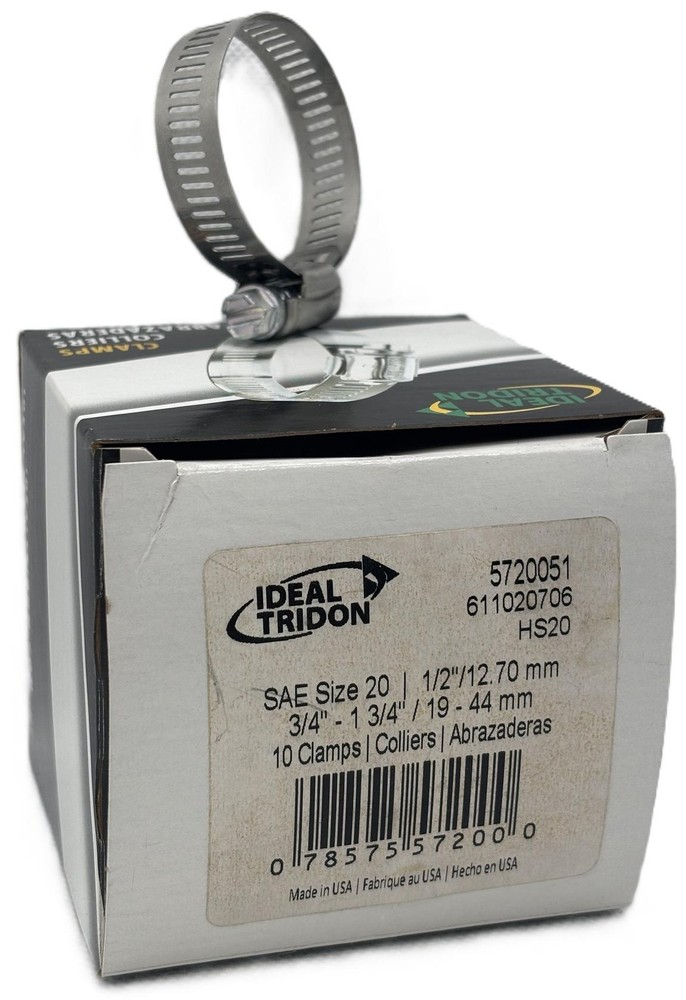 10-Pack Ideal-Tridon 5720051 3/4″ to 1-3/4″ Band – Stainless Steel Hose Clamp