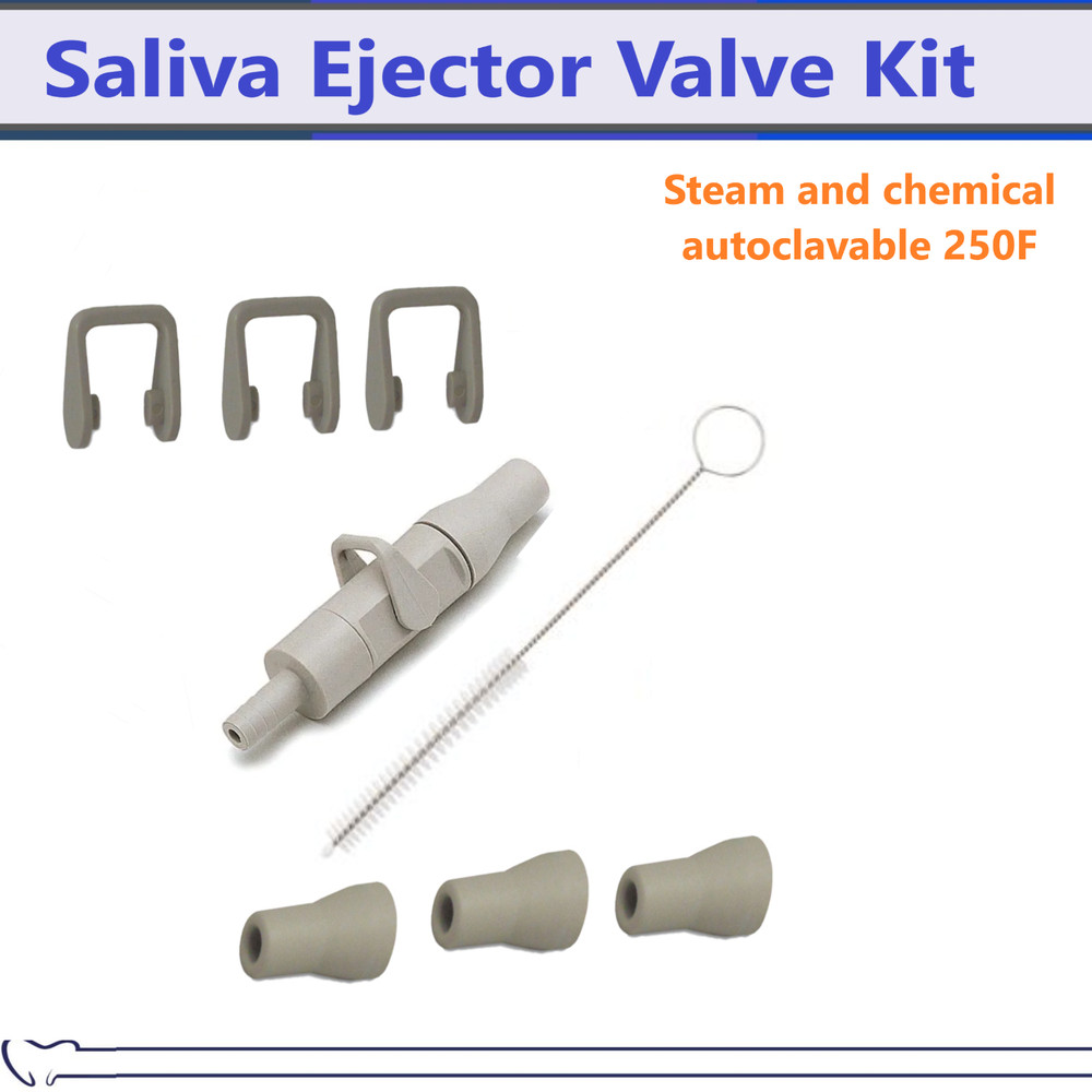 Dental Saliva Ejector Lever Valve Kit – Valve, Replacement, SnapOn Tip, SE Brush