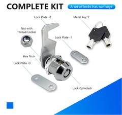 US General 5/8 Inch Black Toolbox Lock Replacement, Keyed Alike Cabinet Cam