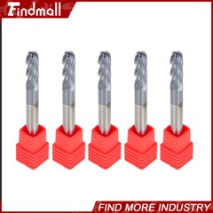 5Pcs Carbide End Mill 1/4″ 4 Flute Ball Nose 2-1/2″ Overall Length -TIALN COATE
