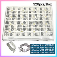320pc Dental Plain Molar Bands Buccal Tubes Orthodontic 1st Roth MBT 022 #34-41+