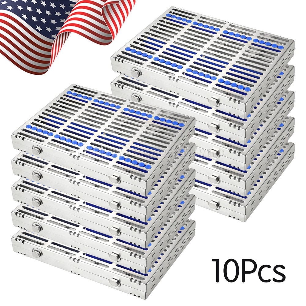 10 DENTAL SURGICAL AUTOCLAVE STERILIZATION CASSETTE BOX FOR 20 INSTRUMENTS