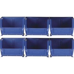 Quantum Heavy-Duty Storage Bins, 6-Pk., Blue, 5-3/8in.L x 4-1/8in.W x 3in.H Bin