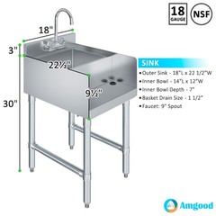 22 in. x 14 in Stainless Steel Blender Station with Dump Sink and Faucet
