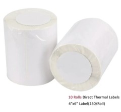 10 Rolls of 250 4×6 Direct Thermal Shipping Labels For Zebra Eltron ZP450 LP2844