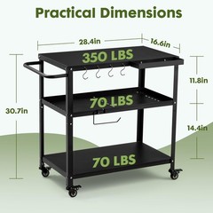 Outdoor Grill Cart Table,Indoor and Outdoor Pizza Oven Table,with 4 Movable T…