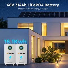RVPOZWER 4Pack 48V 314AH (64.3kWh) LiFePO4 Battery Vertical Standing Backup BMS