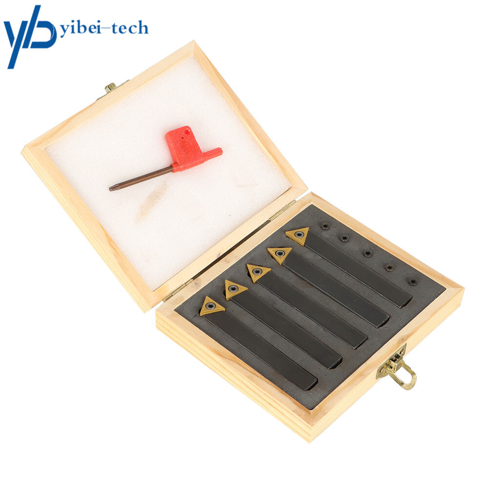 5 Pieces 1/2 “lathe indexable carbide insert Bits+turning tool bit holder kit