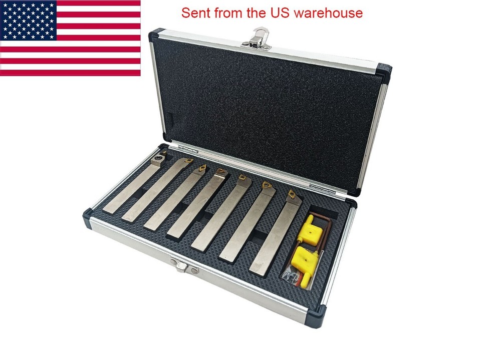 7PC 1/2″ Shank Indexable Carbide Lathe Turning Insert Tool Holder Bit Se suit US
