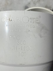 Charlotte PVC 10″ 90° Elbow Pipe Fitting Corrosion Resistant 31-1130