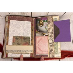 Handmade Regency Victorian Junk Journal Memory Keeper Red Gold Velvet Ribbon Tie