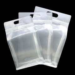 Multi-Size Mylar Clear/Clear/Clear Glossy Stand Up Zip Lock Bag w/ Hang Hole