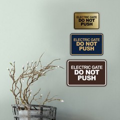 Signs ByLITA Classic Framed, Electric Gate Do Not Push Wall or Door Sign
