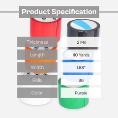 36 Rolls Purple Acrylic Carton Box Sealing Packaging Tape 2 Mil 2″ x 110 Yards