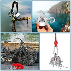 Up to 1800 Lbs Fishing Magnet Kit Pull Force Strong Neodymium + Carabiner+ Rope