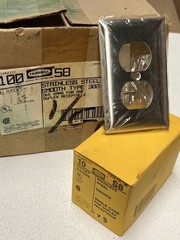 Qty (20) Hubbell S8 Stainless Steel Smooth Single Gang Duplex Plates