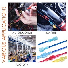 120pcs Male and Female Spade Connectors 24-10 Gauge Nylon Red, Blue, Yellow