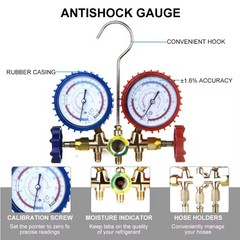 AC Manifold Gauge Set A/C Refrigeration 3 Way Hose Fit For R502 R134a R12 R22