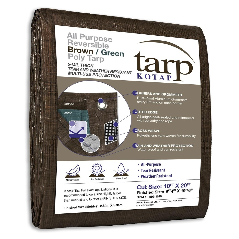 Kotap 10 x 20 Ft. All-Purpose Multi-Use Protection/Coverage 5-mil Poly Tarp, …
