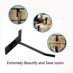 Dazzling Displays 12pcs Slatwall Hooks 4in 6in Metal Black Set