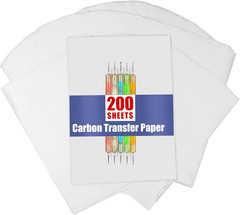 200 Sheets White Carbon Transfer PaperGraphite Tracing Paper with Embossing Styl