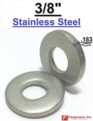 3/8″ Extra Thick (.183) Flat Washers 18-8 Stainless Steel Washer (Choose Qty)