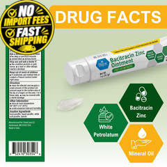 MED PRIDE Bacitracin Zinc Ointment, 4 Pack of 1 oz Tubes 1 Ounce (Pack 4)