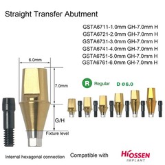 US Dental titanium abutment Compatible Hiossen ET SA Hex Mini/Regular Implants