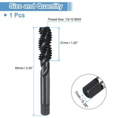 Spiral Flute Thread Tap 1/2-12 BSW Machine Taps HSS Nitrided Coated