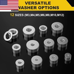 108Pcs 304 Stainless Steel Flat Washers, Fender Washers Assortment Kit 12 Sizes