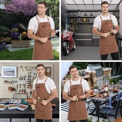 HEAVY DUTY Canvas Kitchen Chef Cooking Apron Cross-Back Adjustable Bib Work BBQ