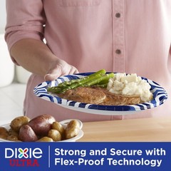 Dixie Ultra, Large Paper Plates, 10 Inch, 100 Count (Pack of 1, White/Indigo
