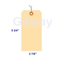 1000 of 5 3/4″ x 2 7/8″ Size 7 Manilla Shipping Hang Tag Tags with Wire 13 Pt