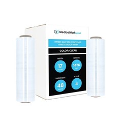 4 Rolls 17″ x 1476′ 48 Ga Lightweight Pre-Stretch Hand Film Shrink Wrap Clear