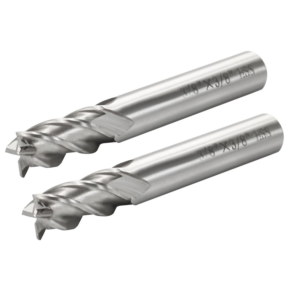 2Pcs 4 Flutes Straight Shank End Mill Cutter CNC Bits 3/8″ x 3/8″