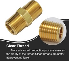 1/4 NPT Male to 1/4 NPT Male Brass Pipe Hex Nipple Straight Coupler Fitting 4PK
