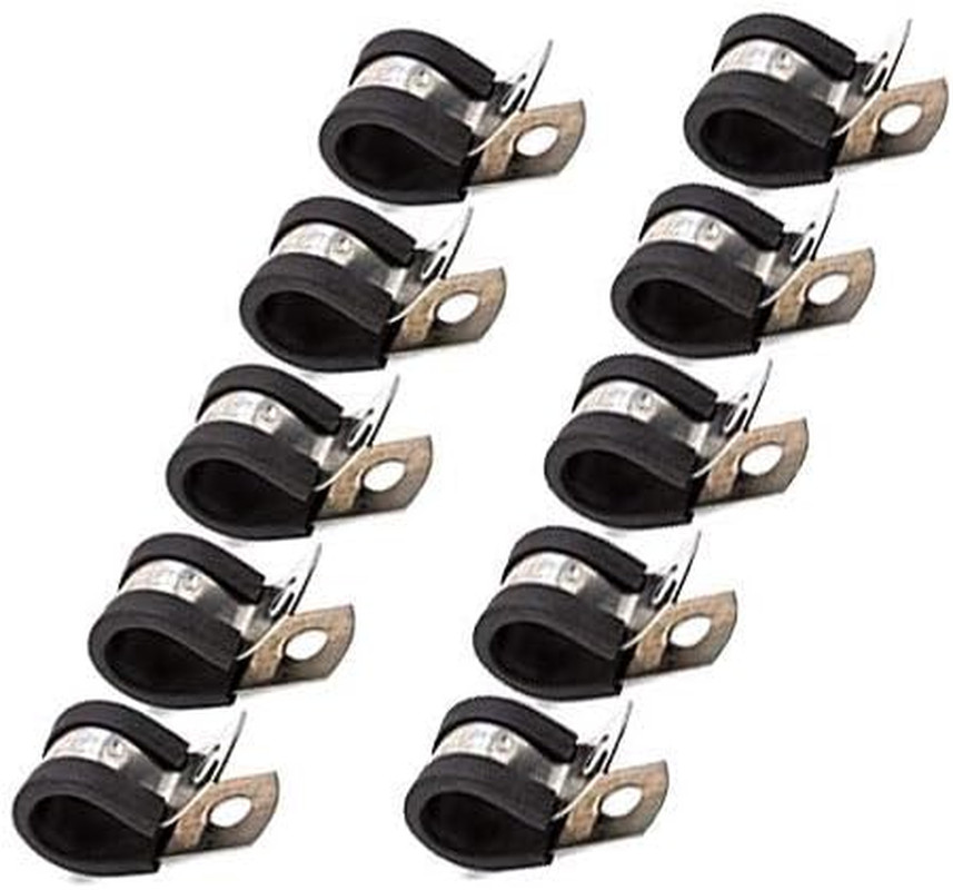 Fuel Line Tubing Mounting Clamps Stainless Steel Rubber Cushioned Clamp 10 pcs