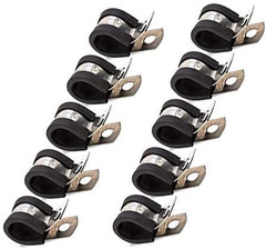 Fuel Line Tubing Mounting Clamps Stainless Steel Rubber Cushioned Clamp 10 pcs