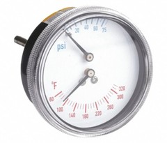 2-1/2″ 0 to 75 psi Round Boiler Gauge with 1/4″ MNPT Center Back Connection