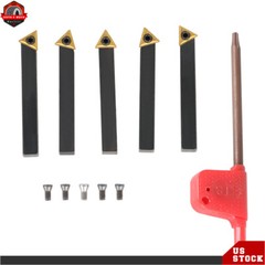 5 PCS 1/4” Carbide Indexable Turning Tool Set in Fitted Box For Lathes US
