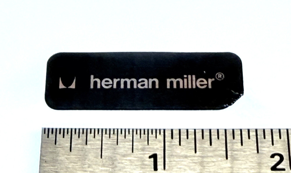 Genuine Herman Miller Foil Stickers, Label, Tag, with Logo in Black – Small Font