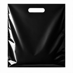 Purple Q Crafts 100 Pack Black Plastic Merchandise Bags with Die Cut Handles, 15